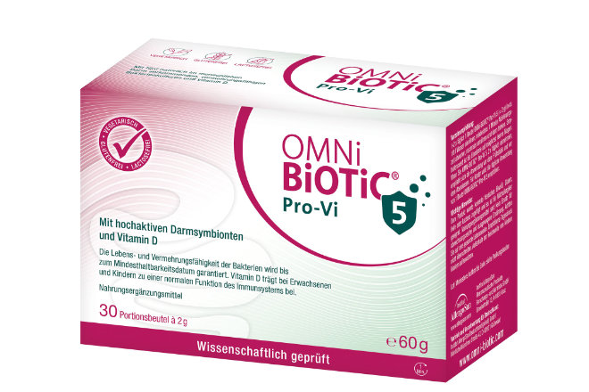 Darmgesund: Das neue Präparat kombiniert fünf probiotische Bakterienstämme und Vitamin D für das Immunsystem.
