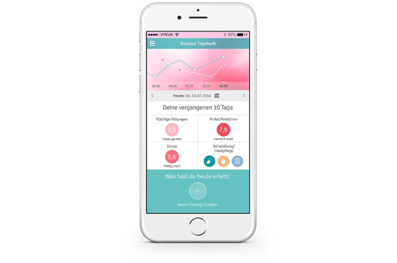 Mit einer Tagebuch-App lassen sich die Auslöser für Rosacea-Schübe einfach dokumentieren.