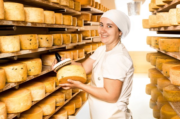 Der Käse aus der Bio-Molkerei stammt aus Milch von bayerischen Kühen und kann in Ruhe reifen.