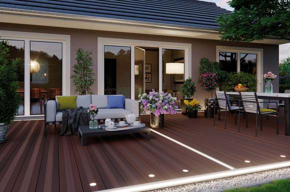 Mit einer individuell geplanten Beleuchtung aus LED-Spots und Lichtbändern wird die Terrasse auch bei Dunkelheit zum stimmungsvollen Freiluft-Wohnzimmer.