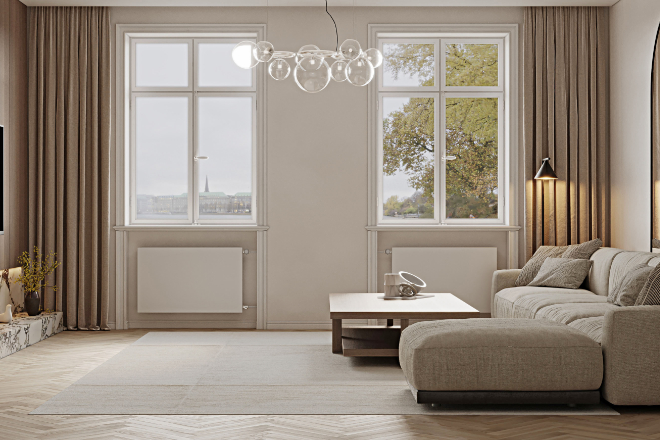 Auch bei gleichen Abmessungen können Niedertemperaturheizkörper gegenüber herkömmlichen Modellen viel Energie sparen.