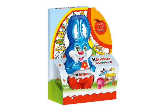 Der Schokohase mit Malblock hilft kleinen Künstlern über Langeweile hinweg.