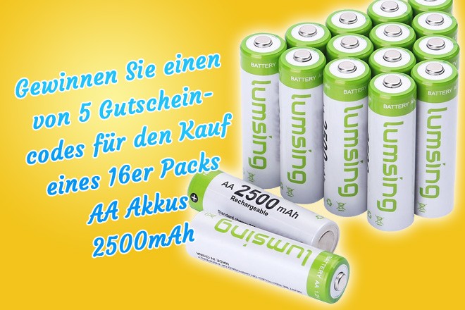 Im Rahmen des großen Osterkalender-Gewinnspiels 2018 bei Oster-Gewinnspiele.de haben Sie jetzt die Chance, einen von 5 Gutscheincodes für den Kauf eines 16er Packs wiederaufladbarer Akkus zu gewinnen. 