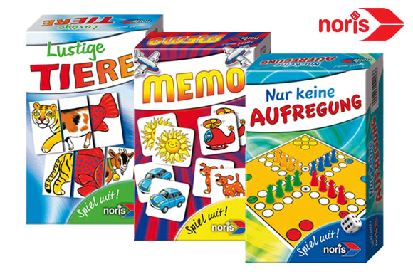 Die Reise- und Mitbringspiele von Noris-Spiele sind kompakt und passen in jede Handtasche.