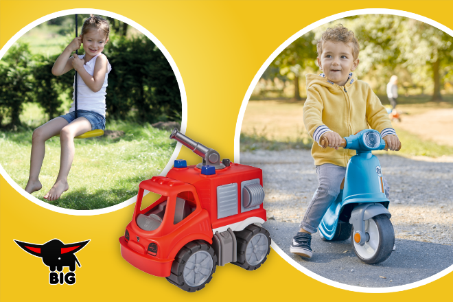 Im Rahmen des großen Osterkalenders von Oster-Gewinnspiele.de haben Sie passend zur Vorstellung der Outdoor Artikel von BIG nun die Chance, eine Activity Swing, einen Big Classic Scooter oder eine Power Worker Feuerwehr von BIG zu gewinnen.
