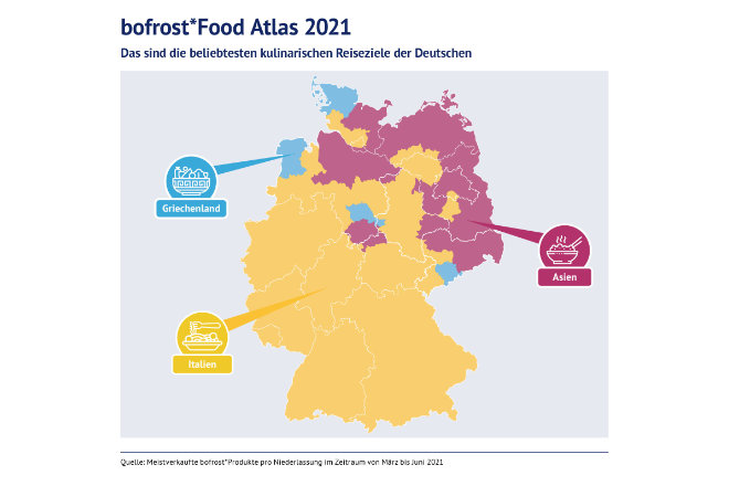 Der Food Atlas zeigt die Vorlieben verschiedener Regionen in Deutschland.
