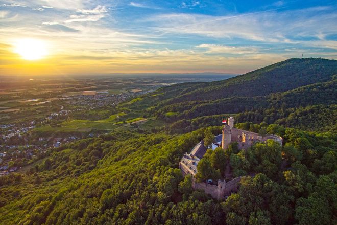 Das imposante Schloss Auerbach können Wanderer auf dem Alemannenweg und dem Burgensteig Bergstraße entdecken.