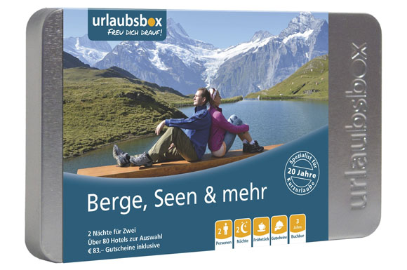 Bei Seeluft und Alpenkulisse gestaltet sich der Kurztrip maximal erholsam - in der passenden urlaubsbox Berge, Seen & mehr wählt der Beschenkte dazu seine Wunschdestination aus rund 130 Hotels